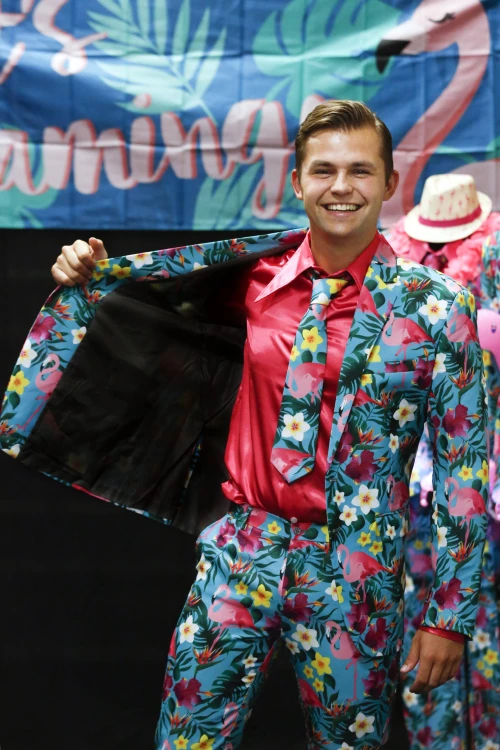 Zeebrasem lanthaan Opblazen Zomer carnaval Flamingo kostuum heren | Fop en Feestwinkel
